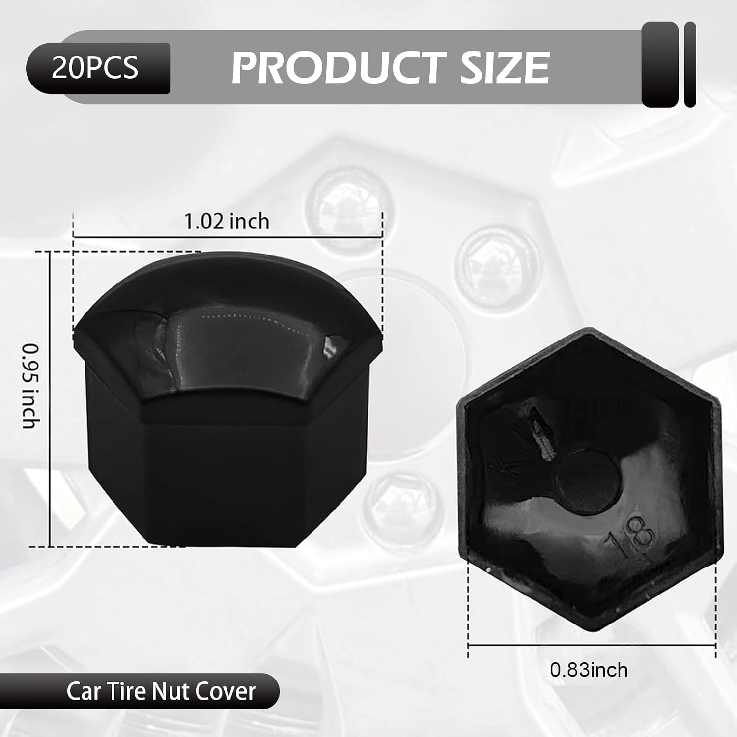 20 PCS Tire Lug Nut Covers, 21MM Hexagonal Wheel Lug Nut Caps with Removal Tool, Dustproof Wheel Center Nut Caps, Suitable for Most Cars (Black #21MM)