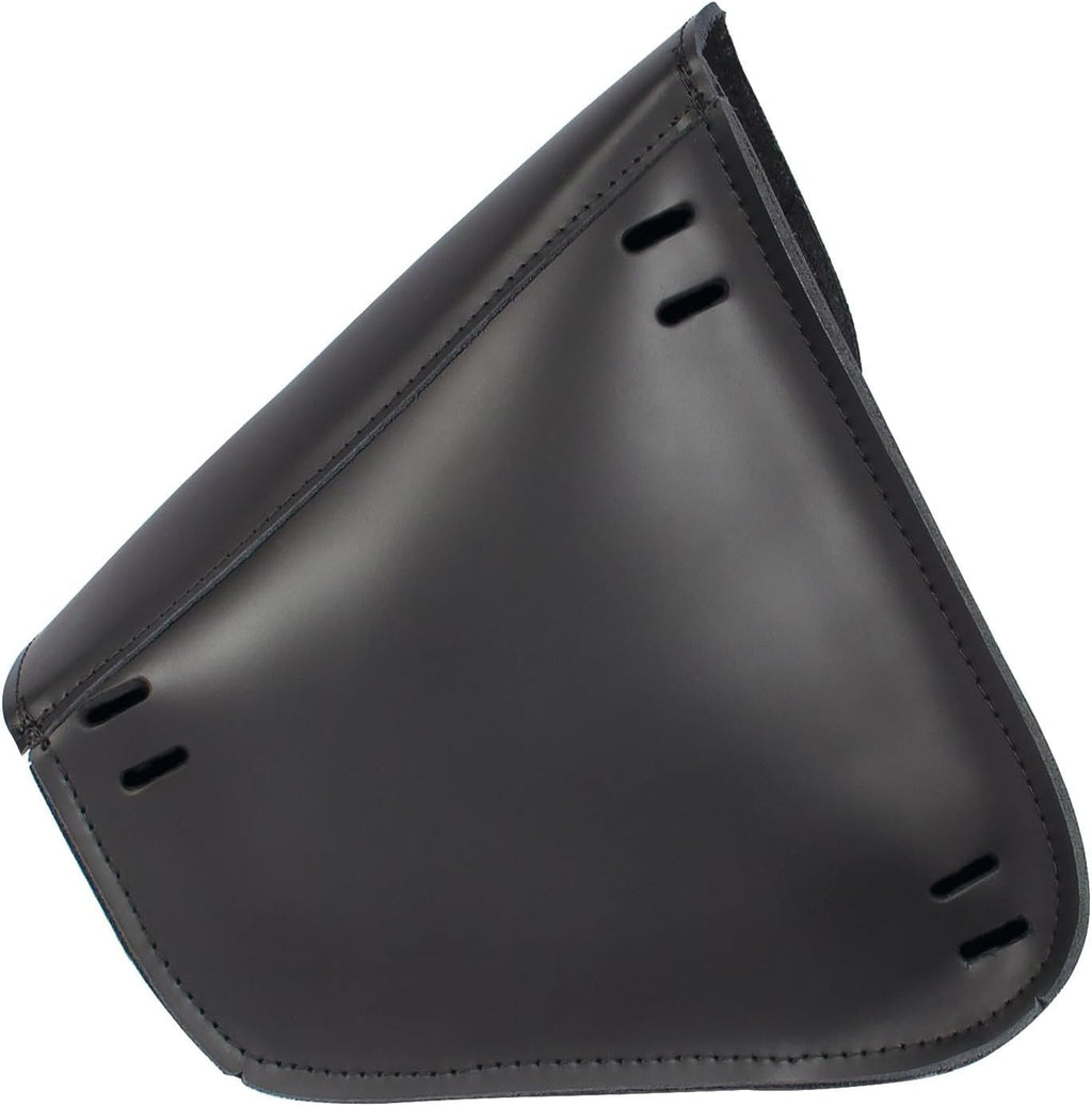 Black Leather Motorcycle Swingarm Bag for Softail/Triangulated Swingarm Models - Matte Black Buckle - Made in USA by Willie & Max [59893-00]
