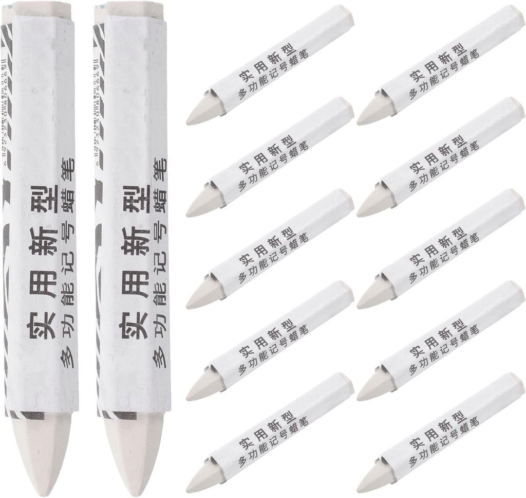 12pcs White Tire Marking Crayons - Tire Repair Pens - Wax Crayon For Marking on Rubber Concrete Fabric Wood Metal Wet & Dry Surface