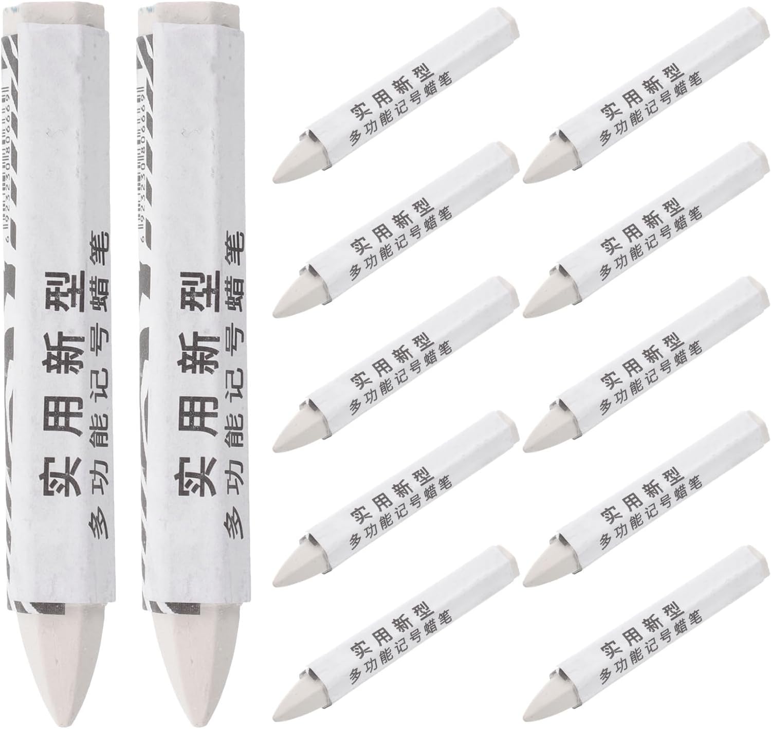 12pcs White Tire Marking Crayons - Tire Repair Pens - Wax Crayon For Marking on Rubber Concrete Fabric Wood Metal Wet & Dry Surface