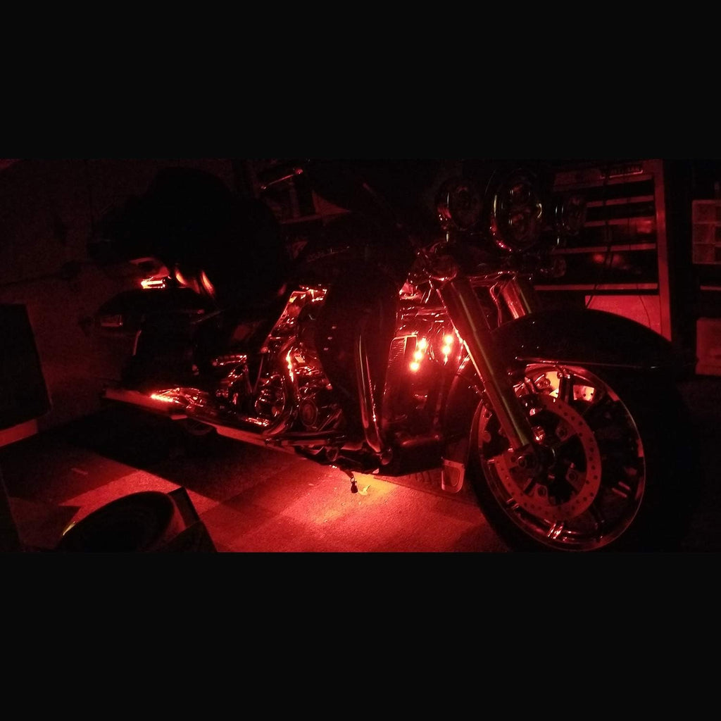 12Pcs Vehicle Motorcycle LED Light Kit Strips Multi-Color Accent Glow Lighting Neon Lights Lamp Flexible with Remote