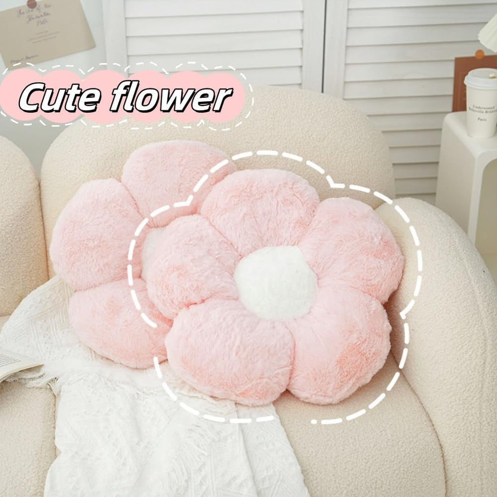 4 Pack Plush Flower Car Headrest Pillow and Lumbar Support Pillow Soft Comfor...
