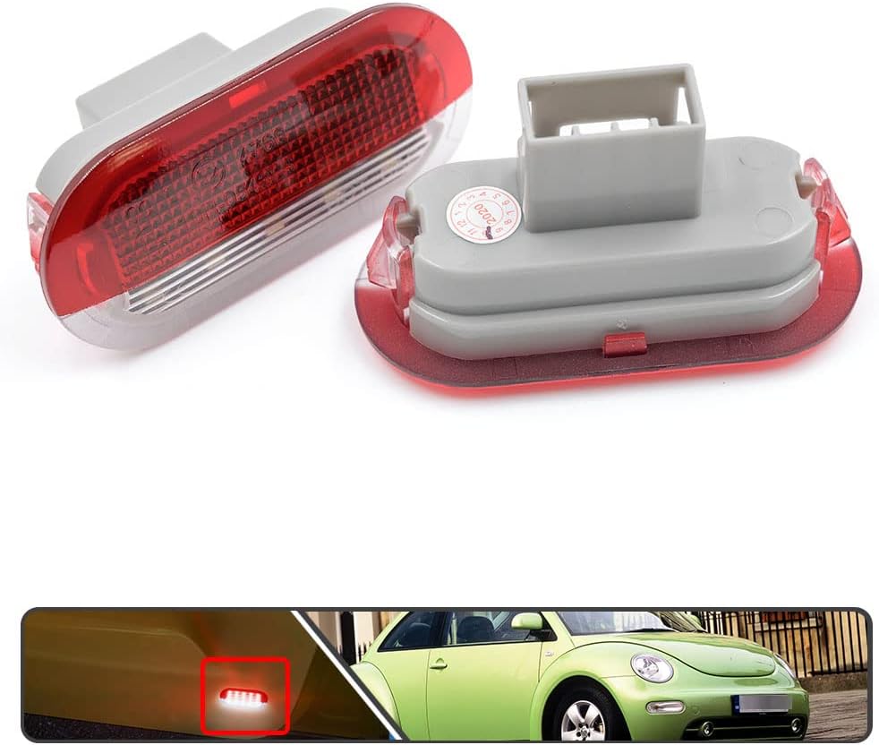 2Pcs LED Courtesy Door Light for Volkswagen Beetle Golf MK3 MK4 Jetta MK3 MK4 White LED Courtesy Projector Under Door Warming Lamps
