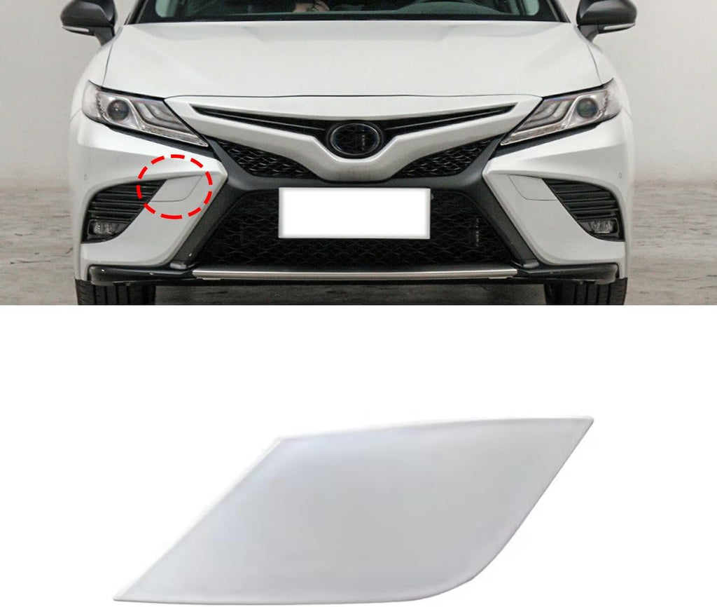 Front Bumper Tow Hook Hole Eye Cover Cap for Toyota Camry SE XSE 2018 2019 2020 (Pearl White, Right)