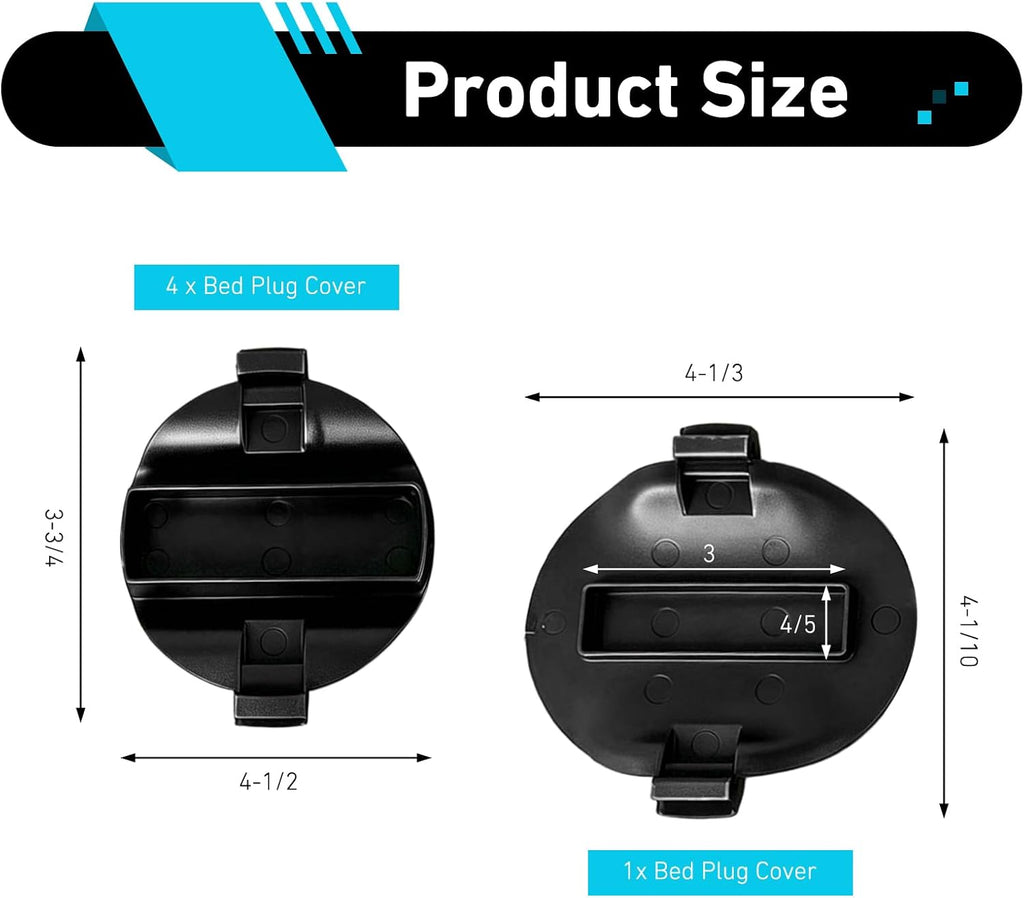 5PCS Platform Hitch 5th Wheel Mount Covers, Hitch Hole Bed Puck Cover, OEM #84756187 84756188, Compatible with 2020-2025 GMC Sierra 3500HD 2500HD Chevy Silverado 3500HD 2500HD (Black)