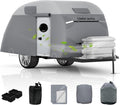 Teardrop Trailer Cover Fits 12'-15' RV, Camper Cover for R-Pod Trailers | Waterproof Travel Trailer Cover, 7 Layers Top, Leightweight, Camper Cover with Windproof Strap for Clamshell Trailers
