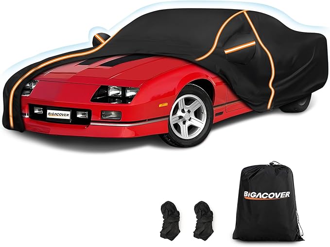 Car Cover for Chevy Camaro 1982-2002, Waterproof 210D Oxford Cloth and Cotton by BIGACOVER