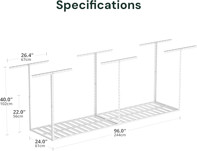 SunsGrove 2x8 Garage Storage Overhead Rack Organization, Adjustable Ceiling - Image 3
