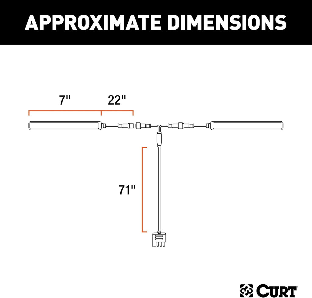 CURT 53201 Auxiliary Automotive LED Light Strips for Hitch Cargo Carrier, Bike Rack, 2-Pack