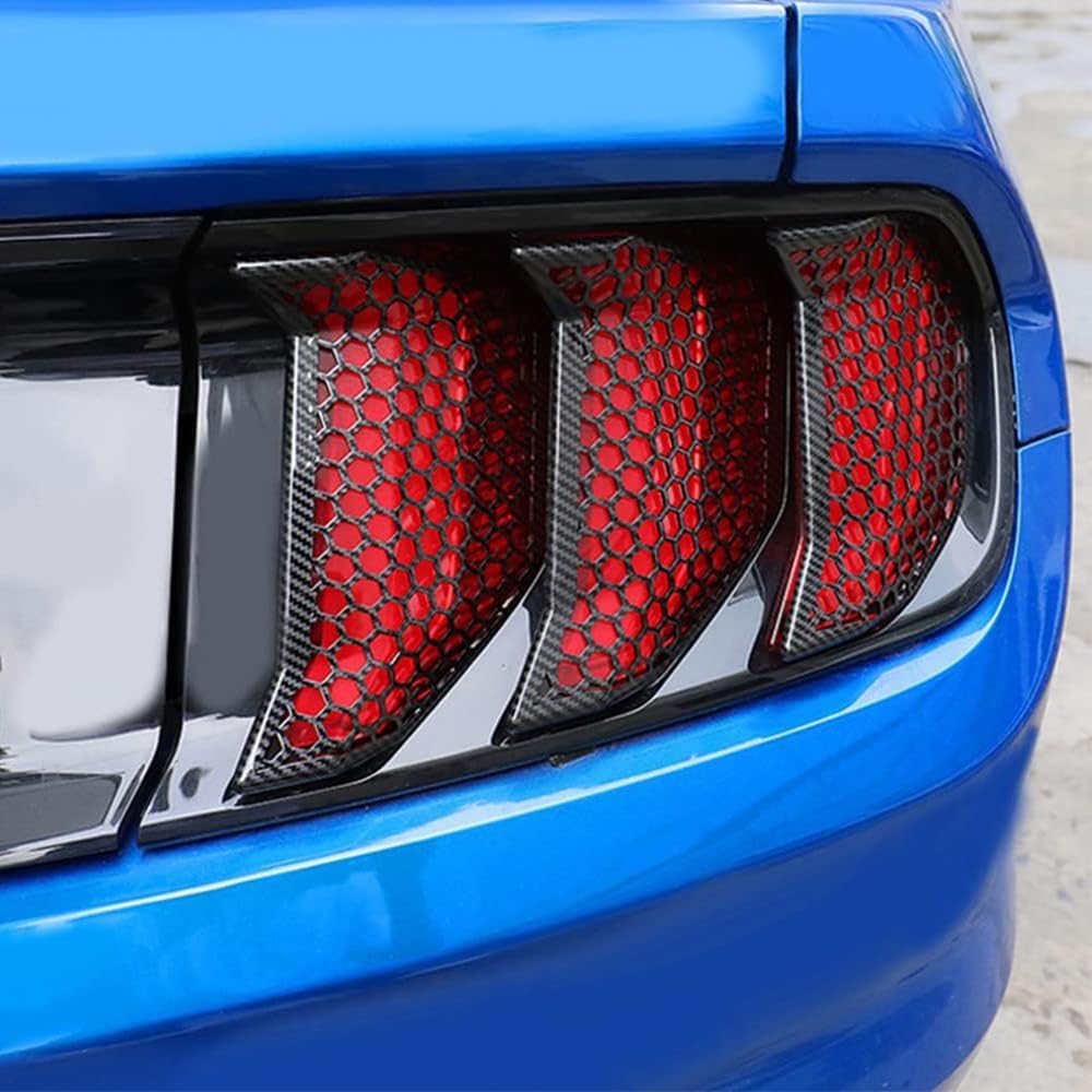 Tail Light Lamp Cover Compatible with Ford Mustang 2018-2023 Taillight Lens Shell Bezel Cover Trim (Carbon Fiber)