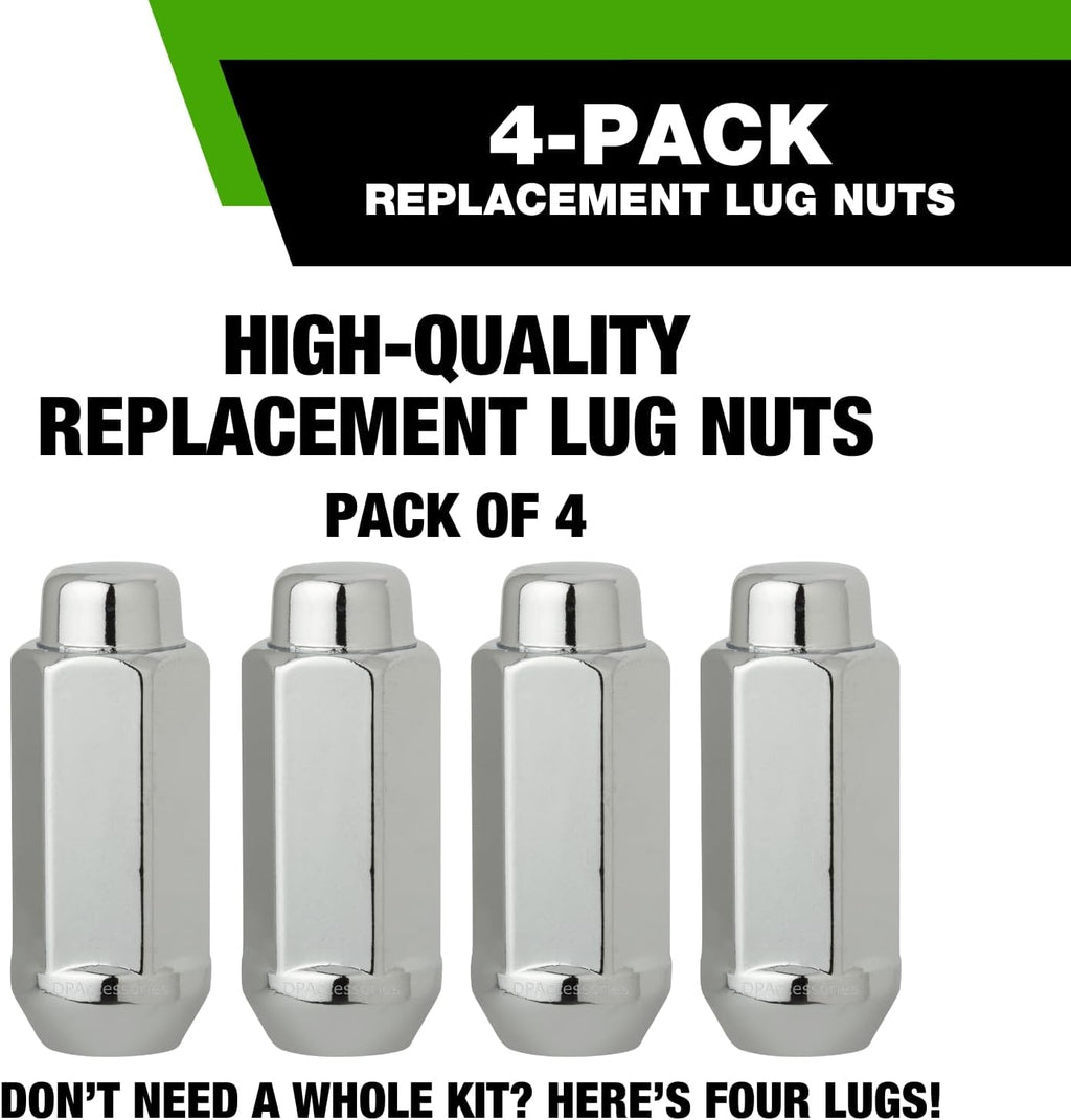 DPAccessories Chrome 9/16-18 Lug Nuts - Closed End XXL Bulge Acorn - 22mm (7/8") Hex - 2.35" Tall - Pack of 4 - D3613XL-2305/4