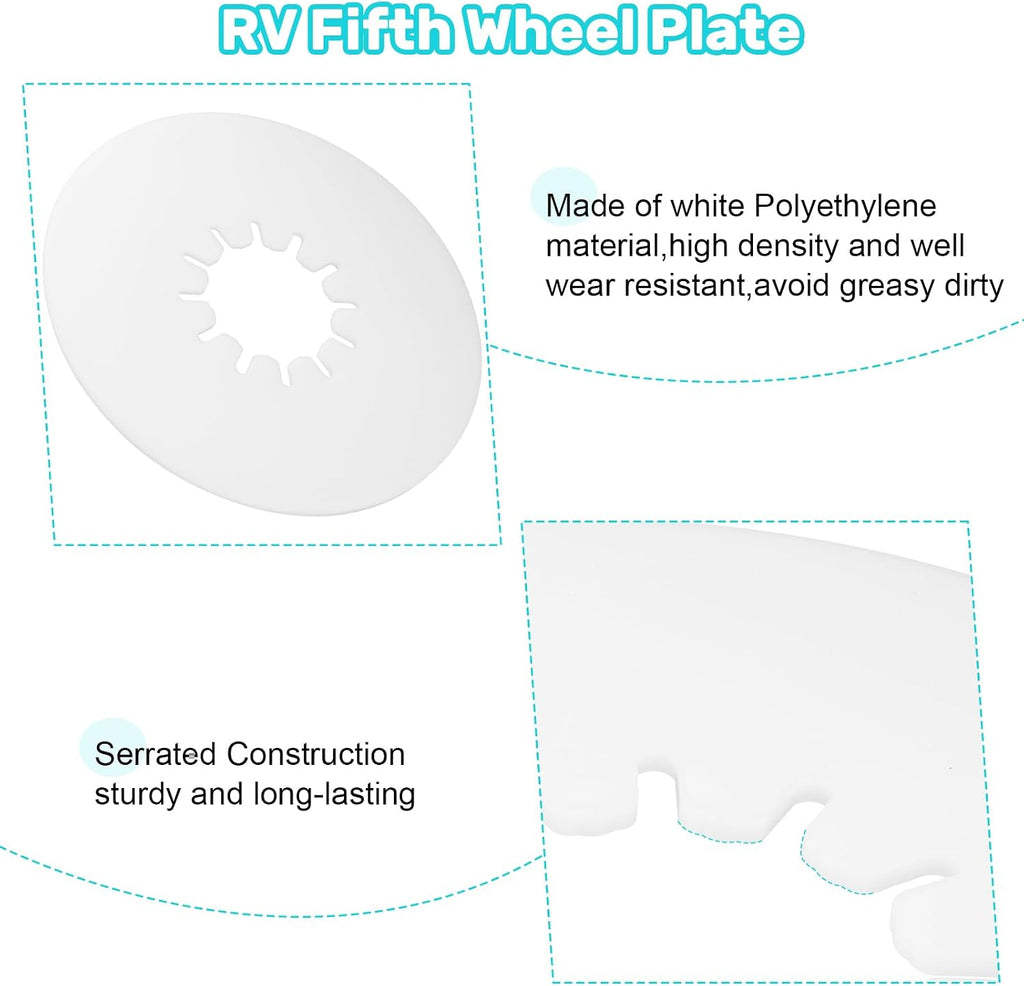 5th Wheel Lube Plate, 10-Inch Heavy-Duty Nylon | Grease-Free, For Fifth Wheel RV Trailers, For Campers, For Tow Vehicles, Hitch Pad