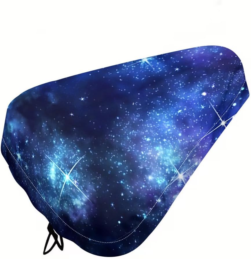Starry Sky Printed Bicycle Seat Cover, Adjustable Anti Slip Saddle Cover with Reinforced Stitching for Park Stroll and Rural Trail Cycling
