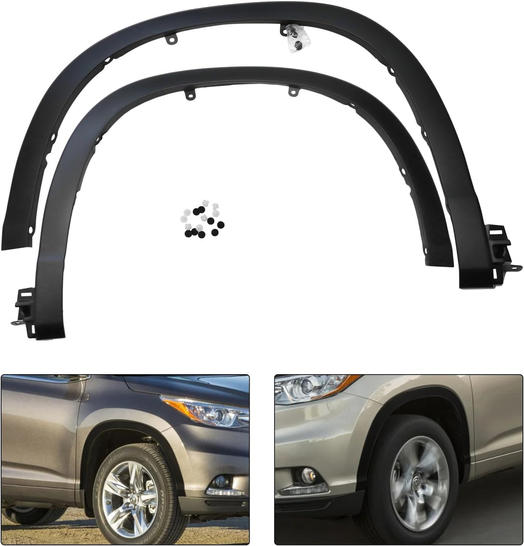 Front Left Right Fender Trim Set For Toyota Highlander 2014-2017, Direct Replacement OE TO1291105 TO1290105