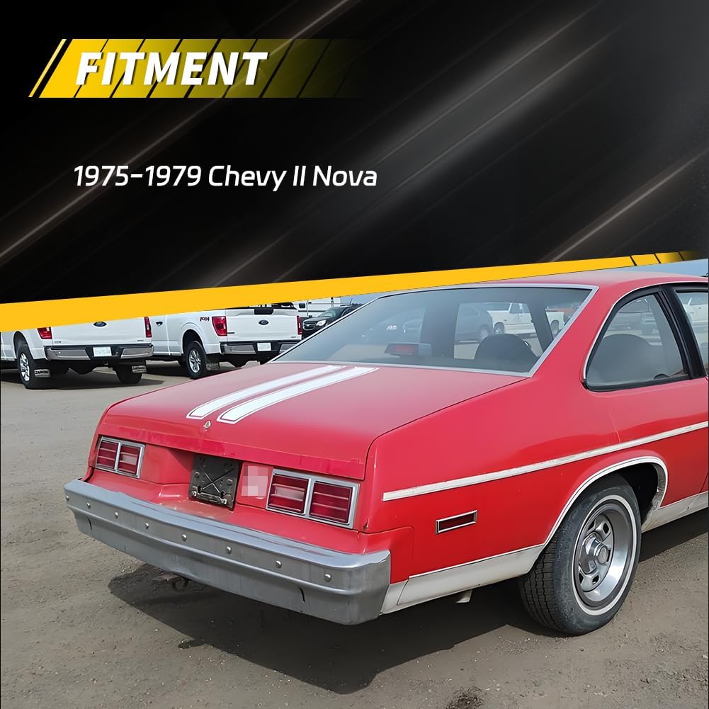 Tail Light Lamp Lens Compatible with Chevy II Nova 1975 1976 1977 1978 1979, [DOT Certified] [IP67 Waterproof] Rear Bumper Reflector Light Lens [No Bulbs], 2 PCS, Red Lens