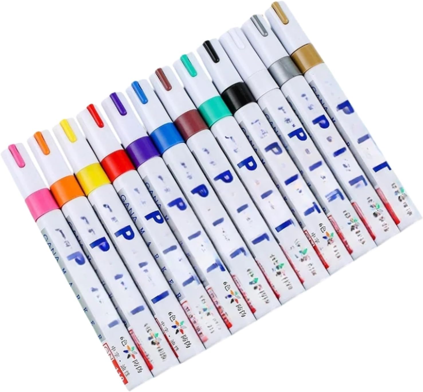 Oil-Based Paint Markers for Tires, Quick Dry Permanent Pen Set for Glass, Ceramic, Wood, Metal, Plastic, Rock Painting (12 Colors)