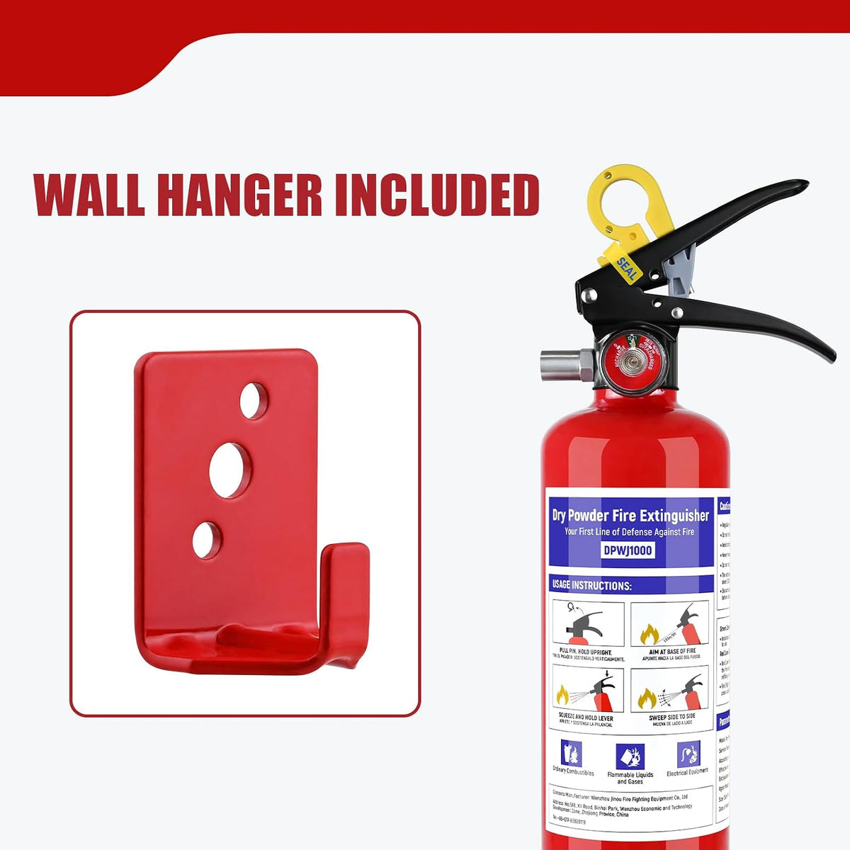 1 Pack ABC Dry Chemical Fire Extinguisher - 2.5 lb 1A:10B:C Fire Extinguisher with Bracket for Home, Business, Boat, Truck, Quick Release Handle, Ideal for Electrical & Grease Fire Extinguisher