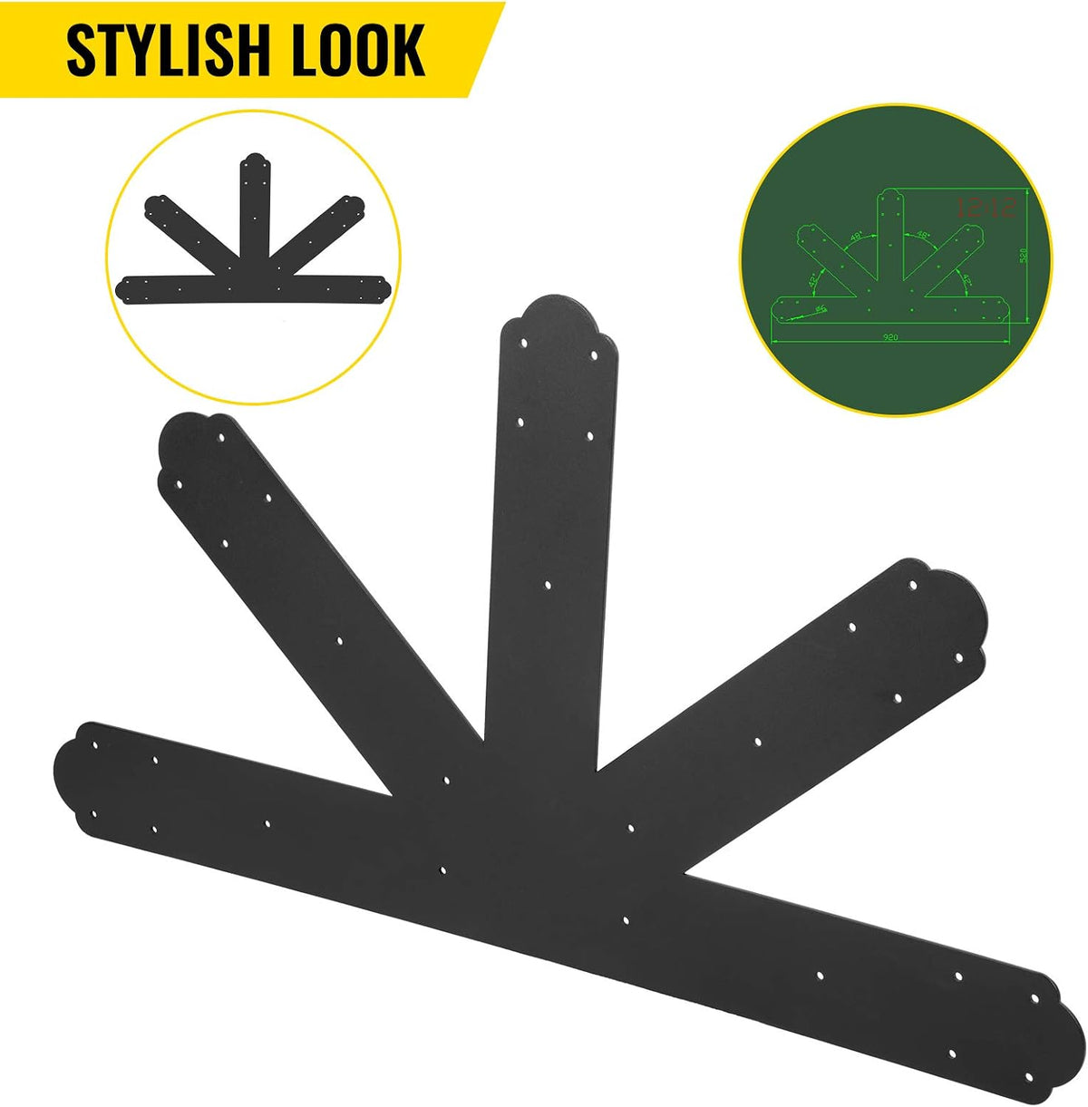 vevor gable plate, black powder-coated truss connector plates, package contents