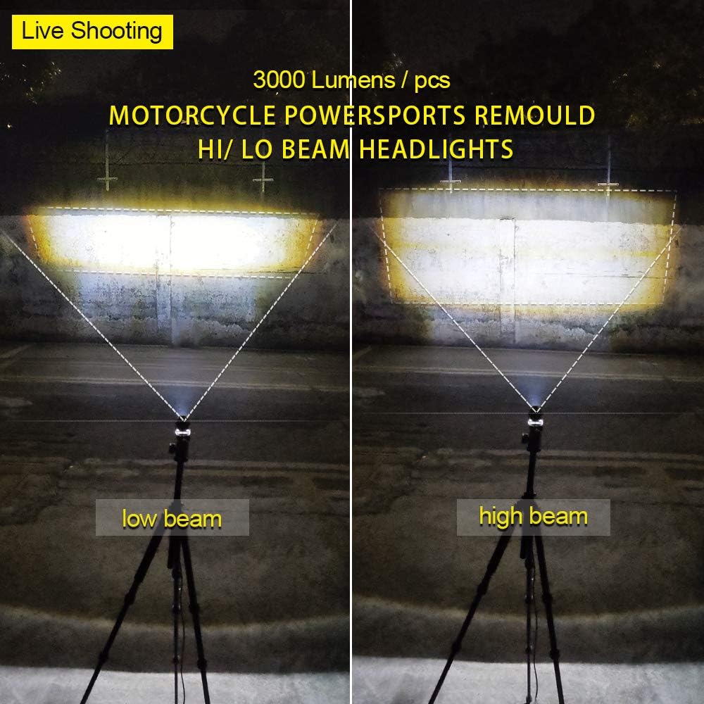 exzeit led driving light for motorcycle, high low shown in use