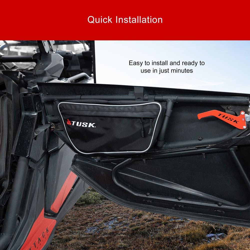 TUSK Upper Door Bags Pair 1680D Nylon with UV Protection, Water-Resistant Zippers, 2 Mesh Compartments & Key Ring Interior Storage. Compatible with CAN-AM Maverick X3 64 Inch and 72 Inch 2017-2026