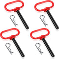 BBTO 4 Pieces Tractor Hitch Pin 1/2 x 3-5/8 Inch Red Trailer Handle Hitch Pin Accessories Farm Turn Mower Towing Cargo Boat RV Car Truck Bike ATV