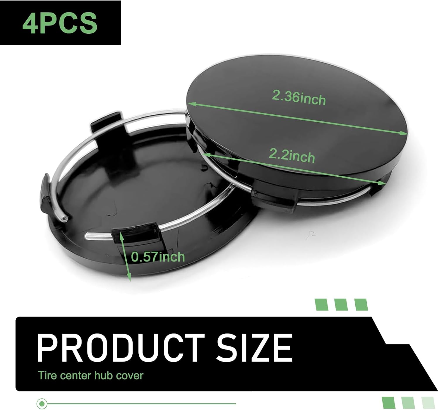 4PCS Car Wheel Center Caps, 60MM/2.36In OD 56MM/2.2In ID Center Hub Cover, ABS Snap-in Vehicle Rim Hub Caps, Rustproof Dustproof Center Cap for Rims, Universal Wheel Hub Decoration (Black)