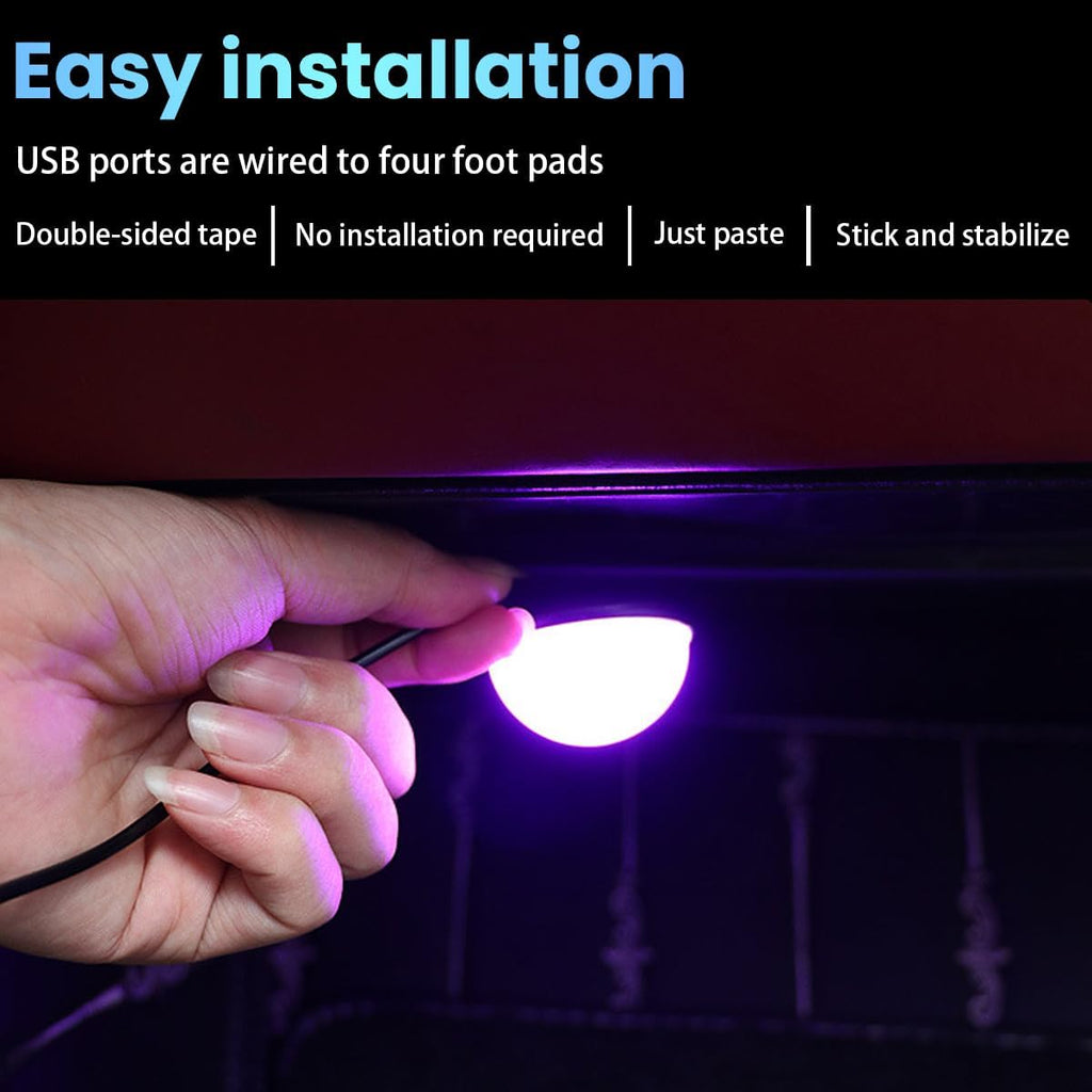 BESULEN Car Interior LED Lights, Automotive Ambient Neon Light Kit with USB Port, Car Accessories, Gifts for Men and Women, 4 in 1 Decoration Lights for Car, Garden, Home, Party（Green）