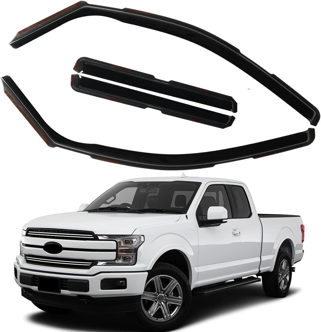 in Channel Rain Guards Fit for 2015-2020 Ford F150 Super Cab, 17-20 F150 Raptor