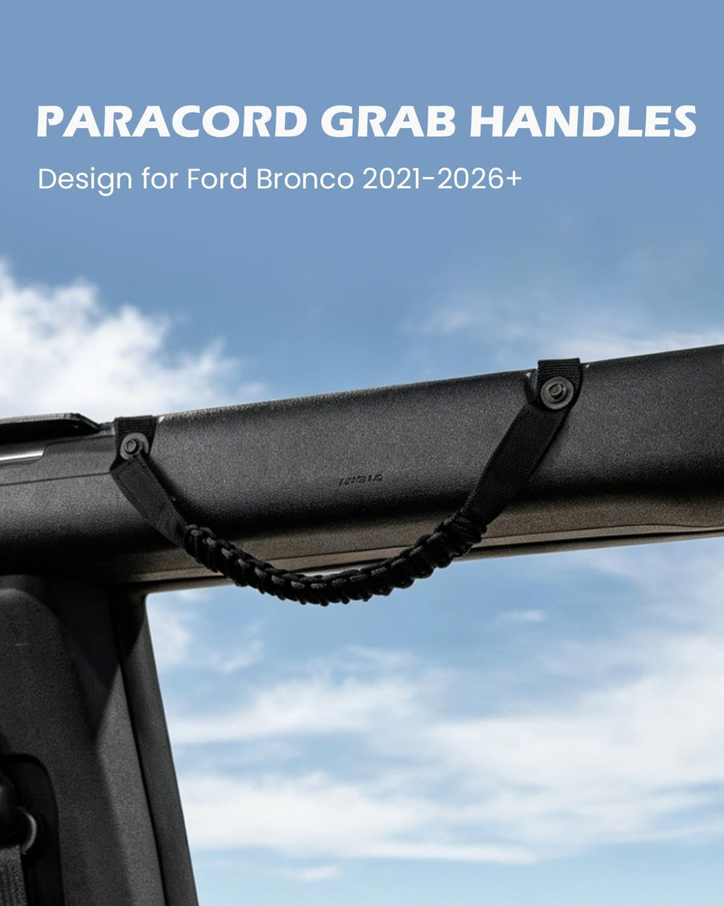 SEVEN SPARTA 4 Pack Roll Bar Grab Handles Compatible with Ford Bronco 2021-2026 2/4 Door, Paracord Grip Handle, Replacement for Bronco Interior Accessories (Not Compatible with Bronco Sport)