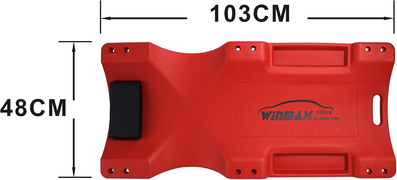 WINTOOLS Low Profile Red 40 Inch Creeper Garage Plastic Rolling Car Repair Mechanic Cart