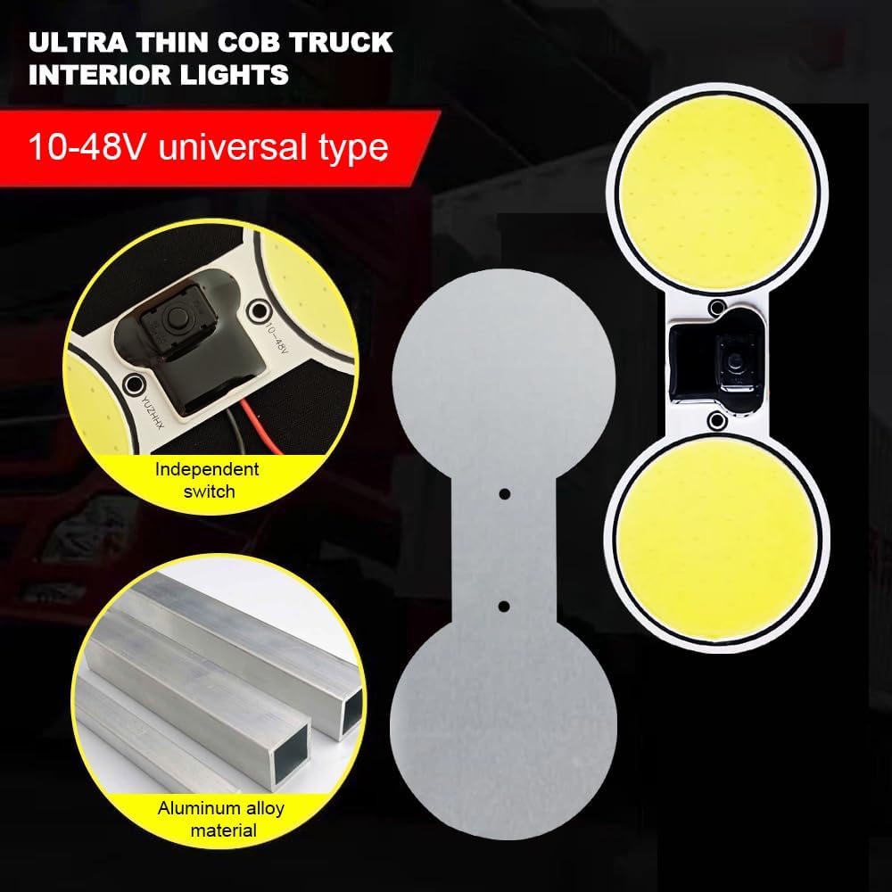 This 10-48V universal COB compartment lamp cab lamp is suitable for camper, truck, van, RV, trailer, boat, car, containerUltra-thin, ultra-bright, long service life, 108 COB chips