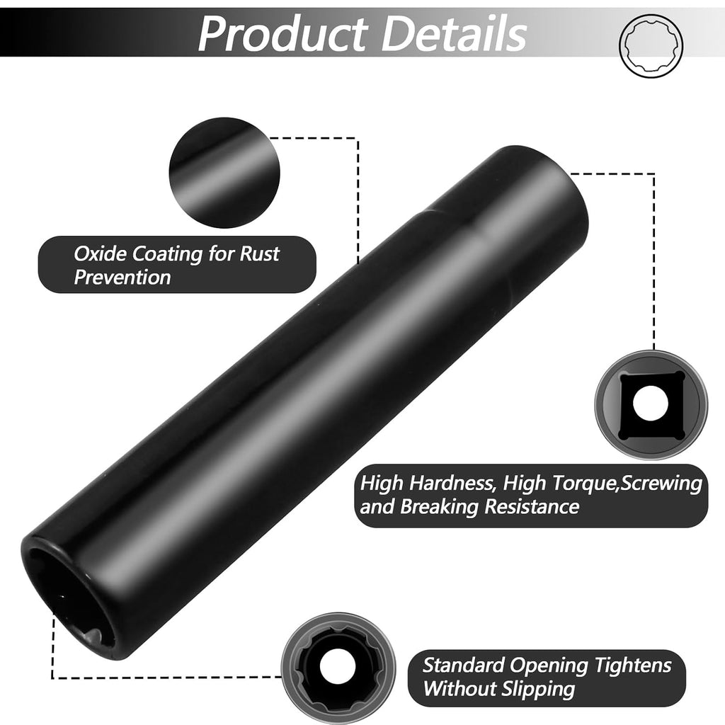Spike Lug Nuts Socket Key with 7 Spline, Spiked Lug Nut Key Solid Tuner, 4.9" Tall One Piece Spiked Lug Nut Accessories, Suitable for M14x1.5, M14x2.0, 9/16 Chevrolet Silverado Truck, Opposite ID 20mm