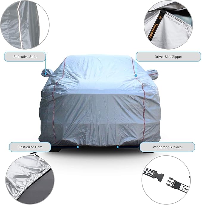 Tecoom Hard Shell Truck Car Cover Waterproof UV-Proof Windproof Zipper Design - Image 3