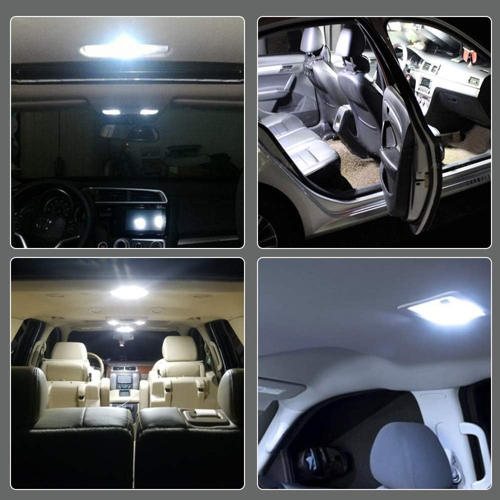 YM E-Bright Led Dome Light Auto Car Reading Led Panel Dome Light Interior with T10 BA9S Festoon Adapters COB 36SMD White (Pack of 4)