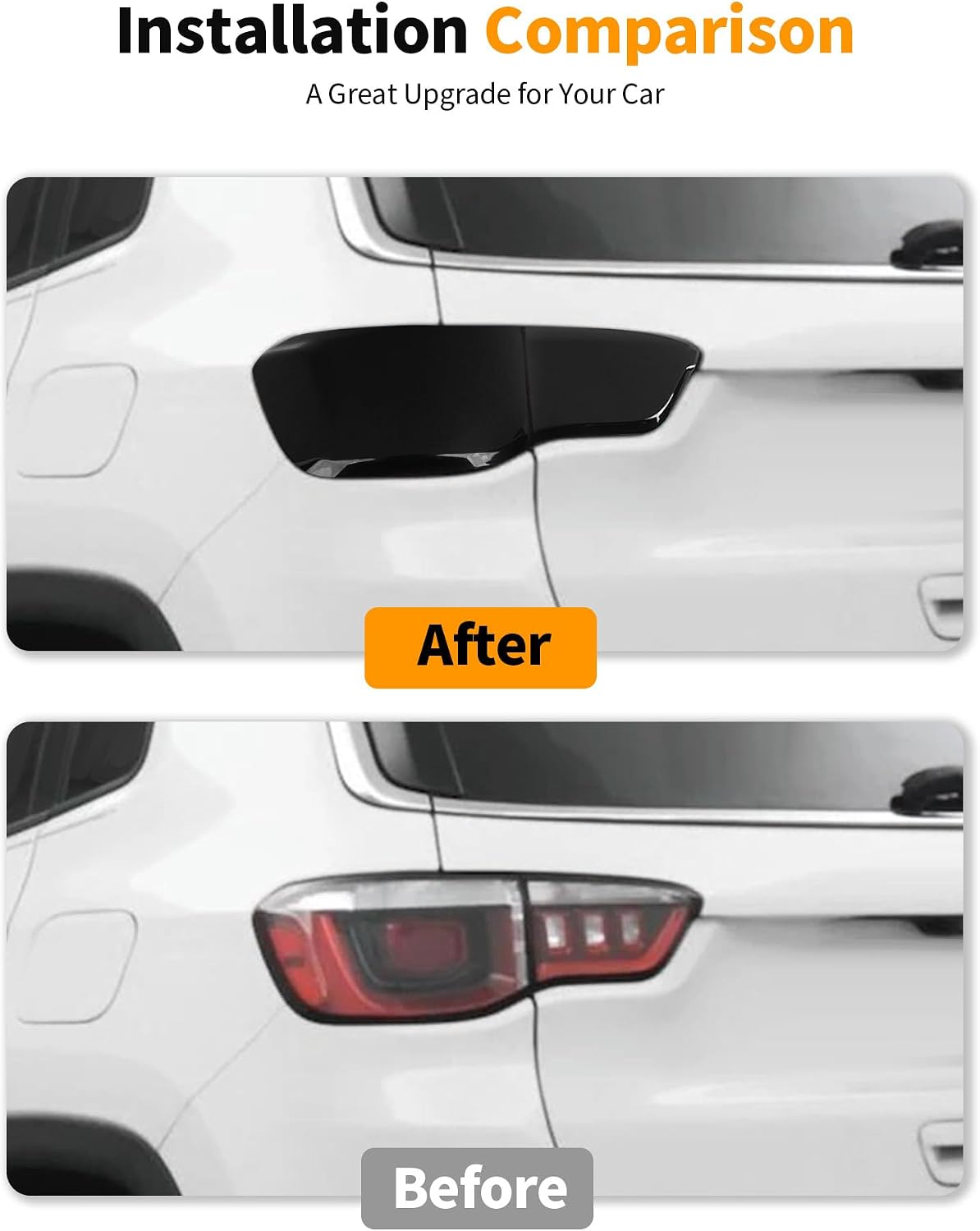 Hoolcar Tail Light Cover Rear Taillight Cover Guard Trim DecorationCompatible with Jeep Compass 2017-2025, Smoked Black