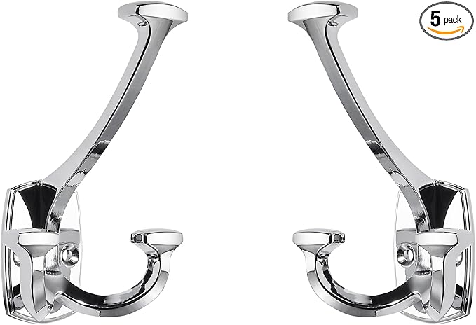 Large Wall Double-Sided Hook 5 Pack Polished Chrome Hook Decorative Heavy Duty by ZAUYX