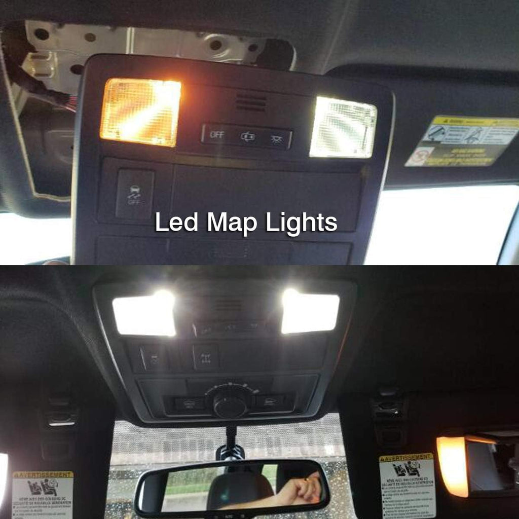 iBrightstar Super Bright LED Bulbs Package Kit Accessories Fit for Toyota Tacoma 2005-2021 Interior Map Dome Lights + Vanity Mirror Lights + License Plate Lights + Back Up Reverse Lights, White