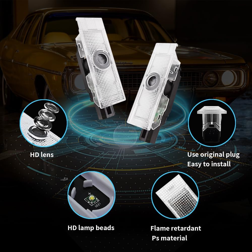 Custom Car Door Logo Lights 2pcs Compatible for Challenger 2015-present, Welcome Ghost Shadow Light Laser Courtesy LED Projector Puddle Lamps Car Accessories (Custom Logo 01)