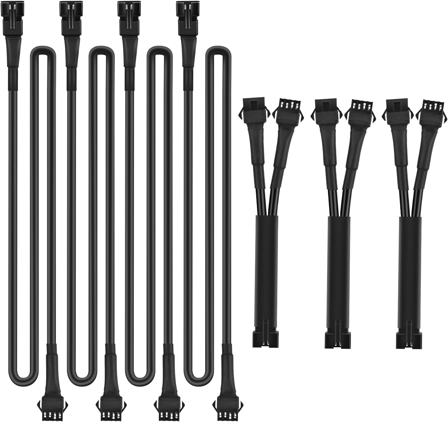 Nilight Extension Cable for Motorcycle LED Strip Lights 4PCS 2 Feet Extension Cords 3PCS 2 Way Y Splitter 4PIN Extension Cord for Underglow Neon Accent Light Strips Rock Lights