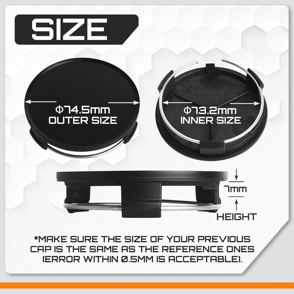 4-Pack 75mm Wheel Hub Caps, Chrome,German Luxury Cars | Black/Silver ABS+Aluminum Construction, Exact Fit for GLA/GLC/GLK/ML/CLS Models, 2000-2024, Easy Snap-On Installation