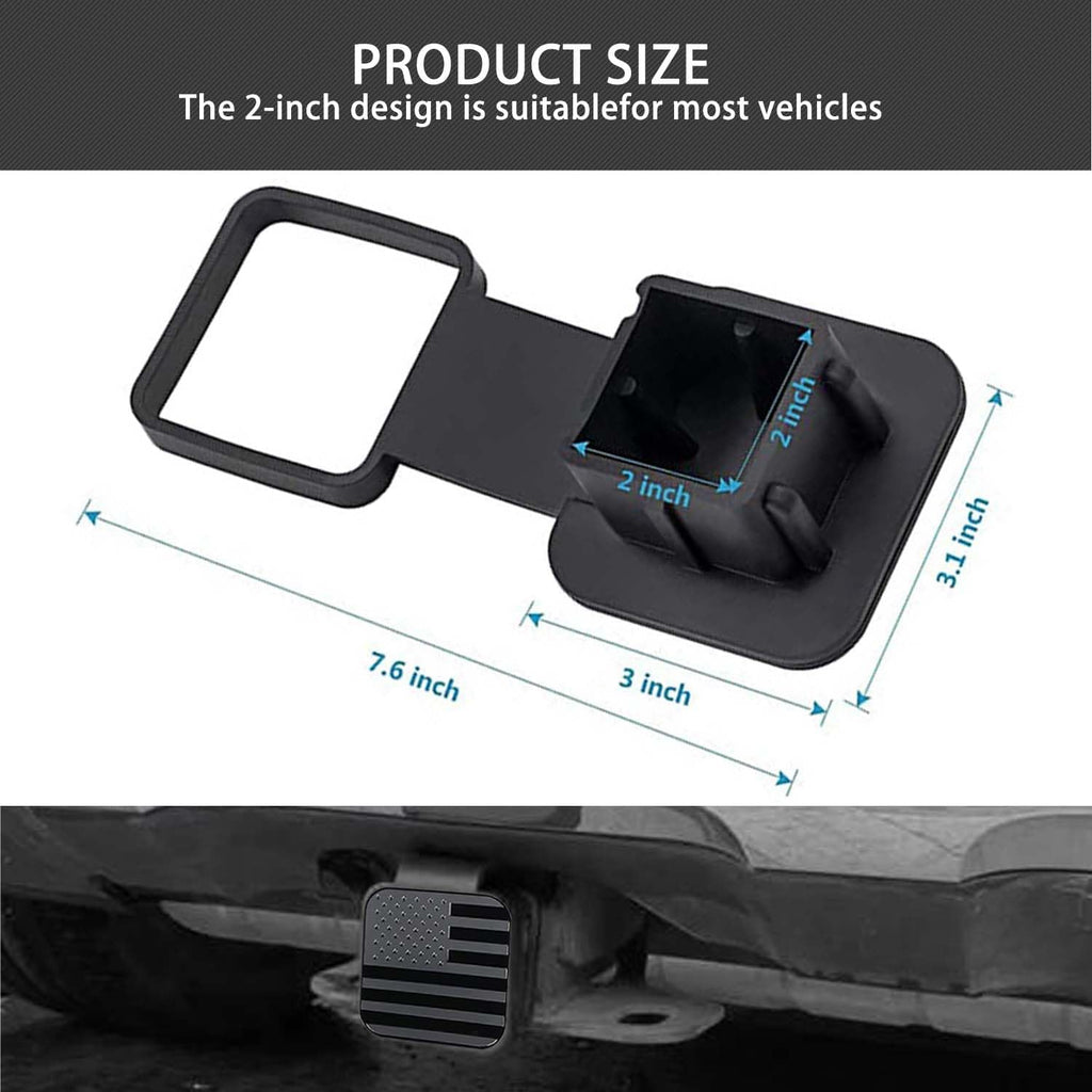 Trailer Hitch Cover with Black for Any 2" Receivers - American Flag Rubber Hitch Tube Cover Plug Cap