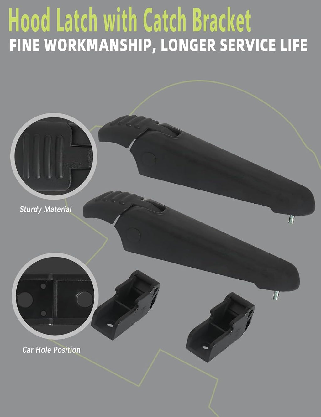 Hood Latch with Catch Bracket Compatible with Ford F-650/ F-750 2000-2010/ Sterling LT7500 LT9513 2005 Accessories Parts Replaces HLK1029K HLK2012 F6HZ16700BA F8HZ16700AA Pair