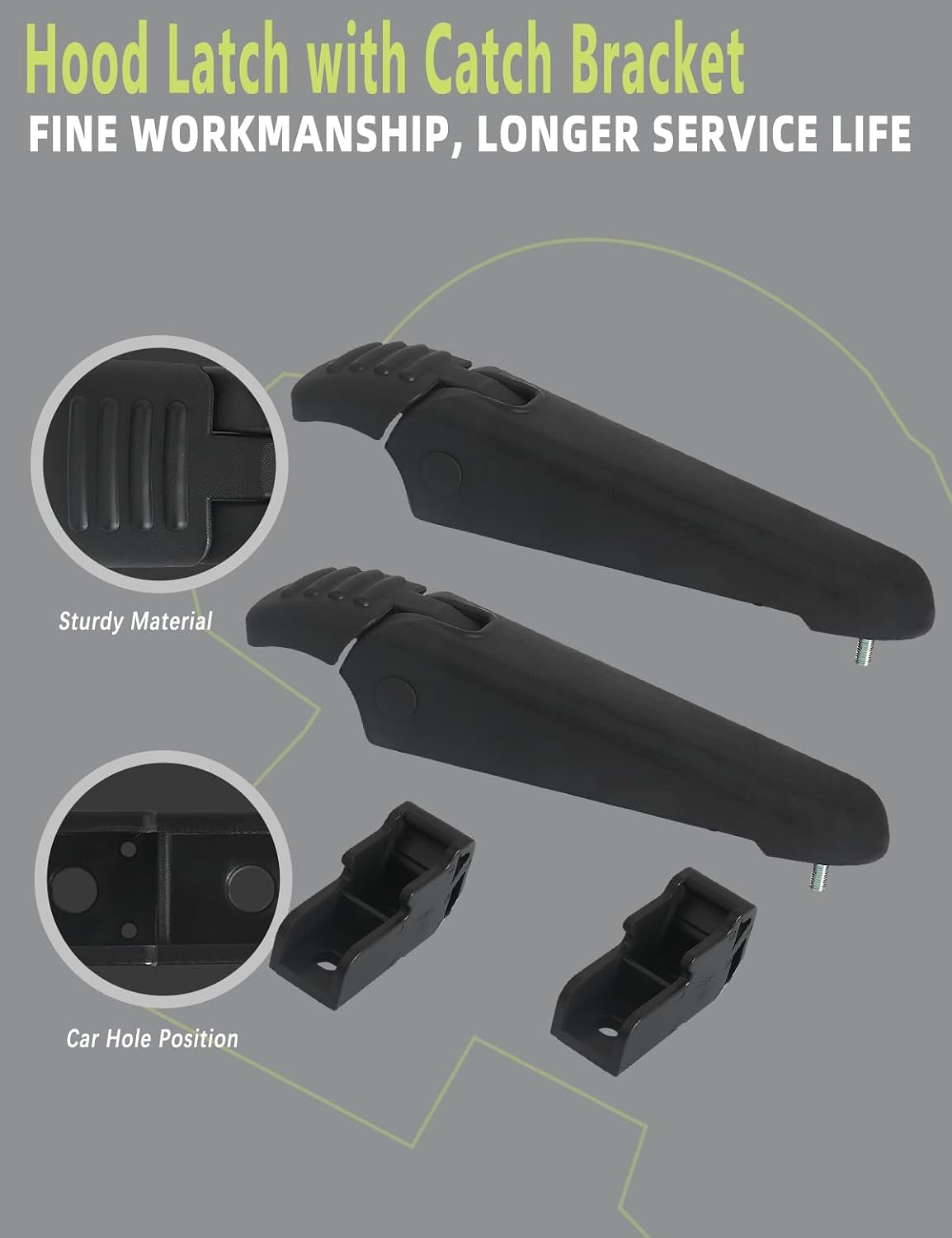 Hood Latch with Catch Bracket Compatible with Ford F-650/ F-750 2000-2010/ Sterling LT7500 LT9513 2005 Accessories Parts Replaces HLK1029K HLK2012 F6HZ16700BA F8HZ16700AA Pair