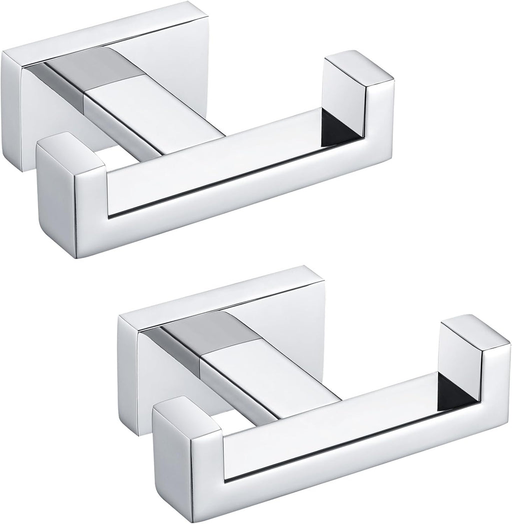 aplusee double towel hooks for bathroom, polished chrome, main product view