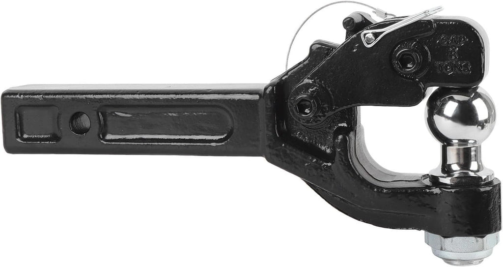 Generic Pintle Hook with 2 Inch Trailer Ball Heavy Duty 16000lbs Towing Capacity Receiver Mount Combination Hitch for Trucks SUVs RVs Black Steel