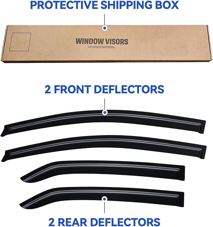 Window Visors Rain Guards for 2007-2013 Toyota Yaris Sedan, Out-Channel Window - Image 6