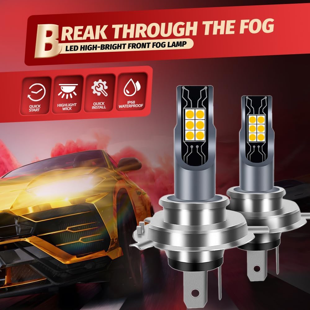 Super-Bright Bulb for Polaris Trail Boss 250 1988-1999, 25000LM 3000K Yellow, Plug n Play, for Off Road, Pack of 2