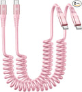 USB C to C Cable 3FT for Car, Coiled USB C Fast Charging Cable for iPhone 16 by KIYODA