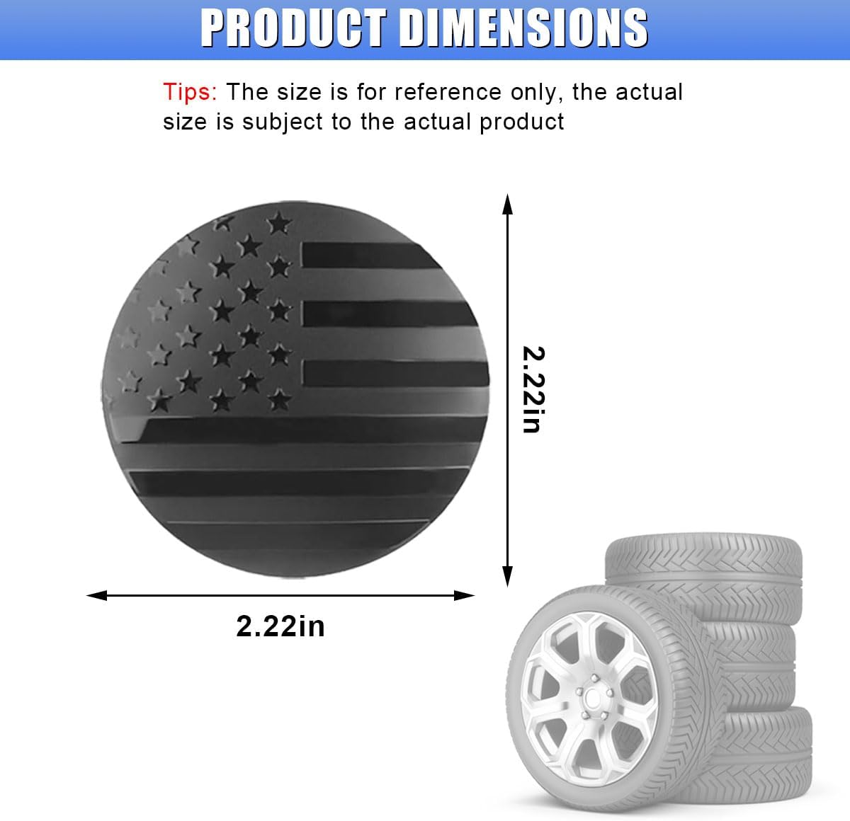 4PCS 56mm American Flag Wheel Hub Center Cap Sticker (Black Flag) | Waterproof Automotive Wheel Rim Center Cover, Universal Auto Exterior Decoration Decal Accessories for Car Truck SUV