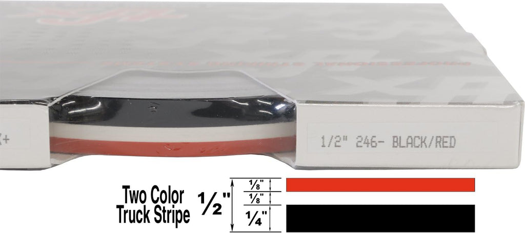 Universal TFX 0208246 - Auto Customizing 1/2" 2-Color Dual Pinstripe -1/2" x 150' (1/4” Stripe, 1/8" Gap, Then 1/8” Stripe) - 246- Black/Red